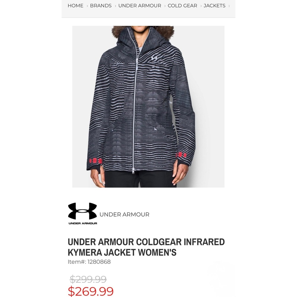 UNDER ARMOUR W Large COLDGEAR INFRARED KYMERA Striped‎ JACKET Snow Ski Gorpcore